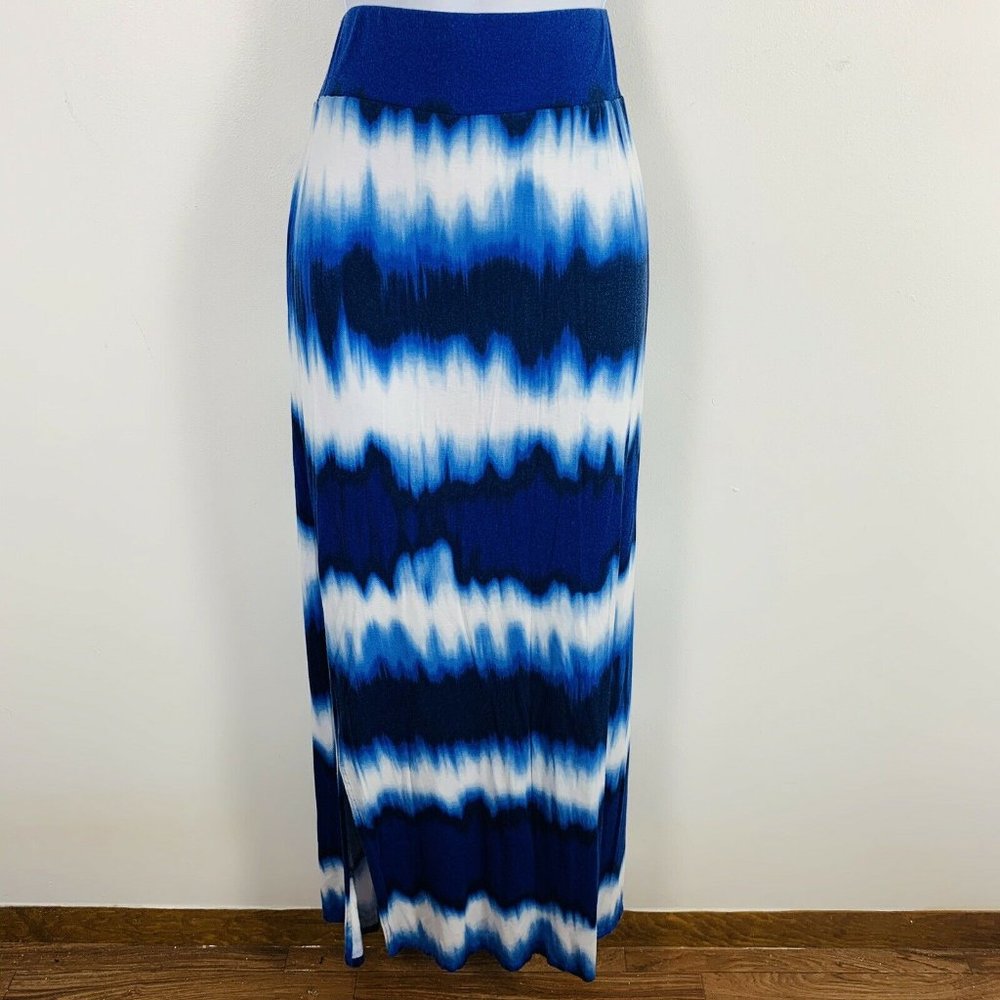 Ana Skirt L Blue White Tie Dye Maxi Long LG66